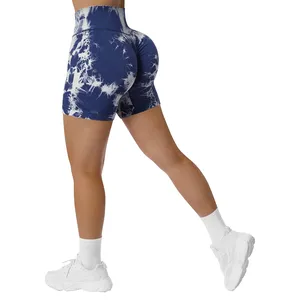 Nieuwe Aankomst Vrouwen Sport Naadloze Tie Dye Gym Korte Hoge Taille Scrunch Butt Hoge Elastische Ademende Yoga Shorts