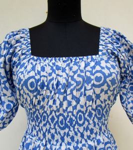 100% coton motif floral conception imprimé Maxi robe avec taille personnalisée tenue décontractée pour les femmes portant utilise robe de soirée article - Product Image 5