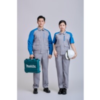 Set da Lavoro di Sicurezza FMF per Uomo, Blu Cielo e Grigio, Maniche Lunghe, Alta Visibilità, Tessuto TC, Prodotto in Vietnam