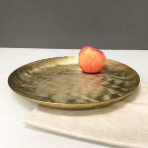 Luxurious Brass Metal Round Decorative Platter Tray a Modern Aluminum Serving Tray for Weddings and Versatile Use in Homes - Product Image 1
