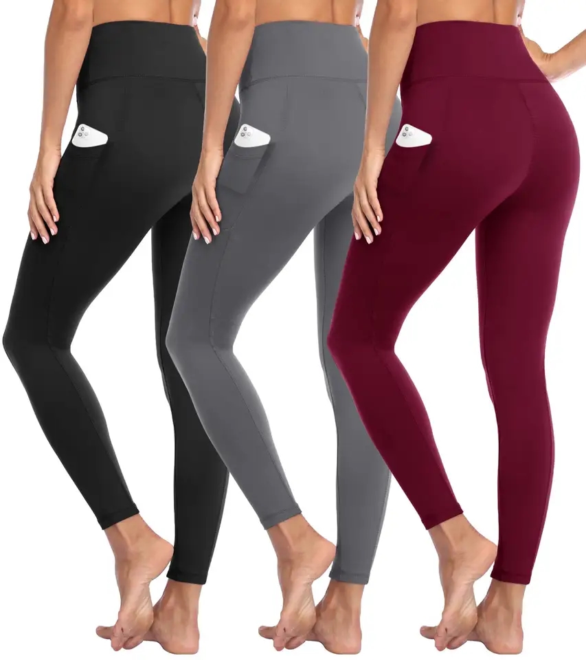 Solid Color Women Yoga Legging Pants for Fitness  Elastic Waist Ladies Gym Workout Leggings OEM Customized