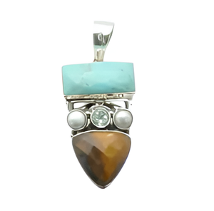 Multi Stone, Shape Gemstone Pendant 925 Sterling Silver Cute Silver Plated Colgante de moda para mujer. Fabricación por CDP - Product Image 4