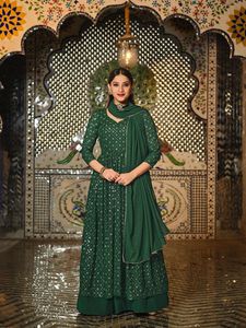 Jupe de travail Dupatta Style Long pour les fêtes de mariage Designer Bridal Special Real Georgette Embroidery Sequence - Product Image 3