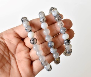 Top Best Natural Healing Black Dragon Vein Agate Gemstone <b>Beaded</b> <b>Bracelet</b>-Trendy Peace Design Tibetan Buddhism for Meditation - Product Image 3