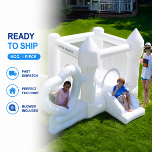 Château Gonflable Blanc pour Enfants avec Toboggan et Zone de Saut, Idéal pour Petites Locations de Mariages et Jardins – En Stock, MOQ 1 - Product Image 1