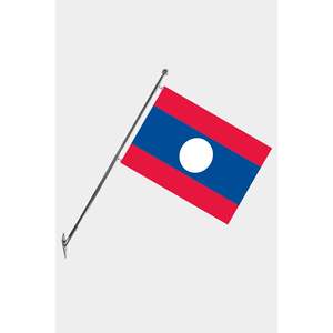 Ensemble de mât de drapeau télescopique Laos avec techniques d'impression numérique sur mât mural, drapeaux et bannières en polyester - Product Image 1
