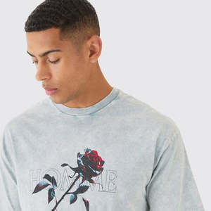 เสื้อยืดผ้าฝ้าย100% กรดซักแบบย้อนยุคขนาดใหญ่สำหรับโลโก้ด้านหน้าแบบปรับแต่งได้แห้งเร็ว - Product Image 3