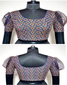 Blusa formal de verano modesta moderna Camisa de seda suave con patrón abierto frontal de nudo hermoso con estampado bordado Listo para usar - Product Image 1