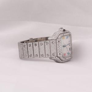 Fancy Luxury Custom Iced Out Diamond Watch Reloj de pulsera de acero inoxidable completamente automático para hombre Mossanite Diamond Watch - Product Image 2