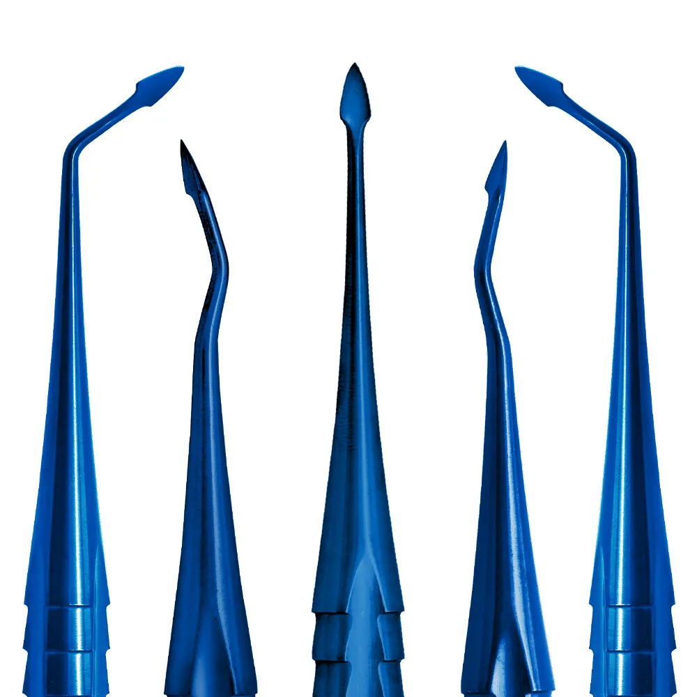 ブルーカラーコーティングされた歯科用PDLセット5個の歯科用Luxating PDLセット歯科用外科用根マイクロ鋸歯状PDLエレベーターキット