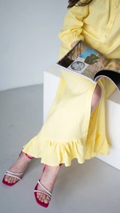 Mini vestido amarillo romántico, vestido hecho de algodón para novias, vestido de núcleo de cabaña para mujer - Product Image 5