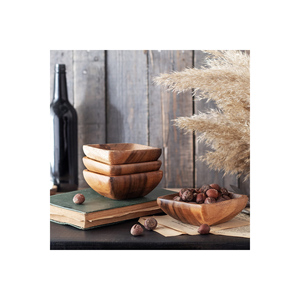 Ensemble de 6 bols à collation en bois au design vintage, naturels, pour servir le petit-déjeuner lors de fêtes - Product Image 1