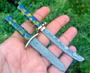 มีดทำครัวขนาดเล็กทำจากเหล็กดามัสกัสสไตล์ญี่ปุ่นพร้อมแผ่นเรซินปลอกหนังดีไซน์ใหม่ - Product Image 4