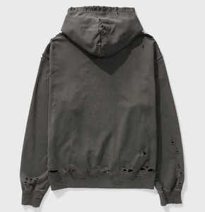 Usine Boxy Fit Vintage Hoodie Unisexe Avec Poches Latérales Cachées En Gros Recadrée Pierre Lavage À L'acide Surdimensionné Déchiré À Capuche Hommes - Product Image 2