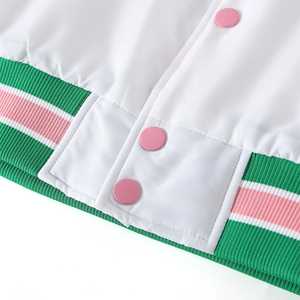 เสื้อแจ็คเก็ตบอมเบอร์ผ้าฝ้ายคาปาแบบสั่งทำพิเศษ ระบายอากาศได้ดี แห้งเร็ว กันลม กันน้ำ ซิปแบบกลับด้านได้ ใส่ได้ทั้งชายและหญิง ด้านหน้าทำจากผ้าขนสัตว์ เหมาะสำหรับฤดูใบไม้ผลิ - Product Image 2