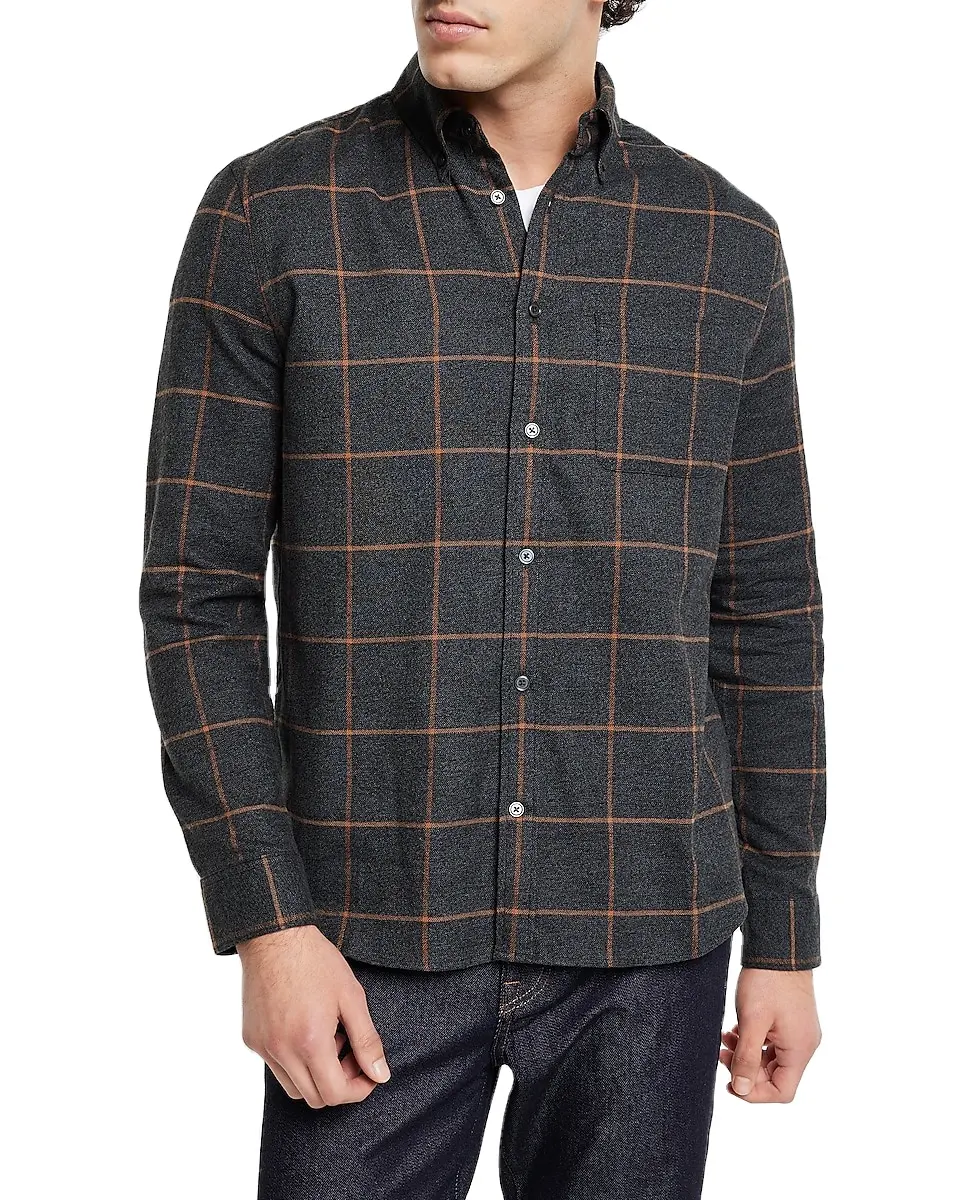 Premium Quality Men Flannel Shirt Fabric Plaid 100% Cotton Woven Fabric Flannel Check Shirts Wholesale ODM
