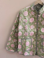 Veste matelassée en coton imprimé floral ethnique bohème respirante toute saison pour femmes