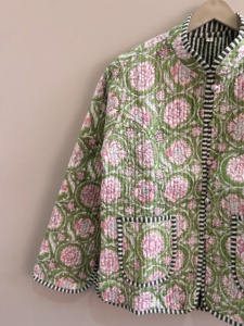 Veste matelassée en coton imprimé floral ethnique bohème respirante toute saison pour femmes - Product Image 5