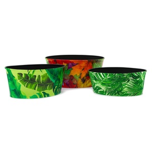 Maceta Decorativa de Metal con Adhesivo Verde, Artesanía Ecológica y Duradera + Forro para Plantas para un Estilo Moderno de Jardín en el Hogar - Product Image 2