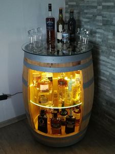 Modern Brown-Wood Barrel-Shaped Commercial Wine Cabinet for Home <b>Office</b> Living Room Warehouse - Product Image 4
