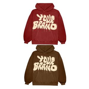 Sudadera con Capucha Extra Grande de Marca de Diseñador para Hombre, Sudadera con Capucha de Felpa Francesa Personalizada OEM, Lavada, con Parches Desgastados, Estilo Urbano Vintage de Invierno - Product Image 5