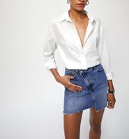 Jupe asymétrique en jean moderne Y2K pour filles, coupe décontractée ample, longueur genou, éco-responsable, respirante, séchage rapide, avec ceinture