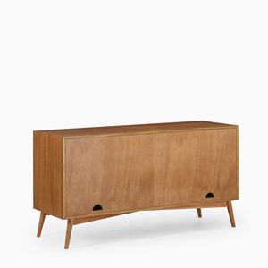 Aparador Helsey em vidro de meados do século em madeira maciça de teca com <span class=keywords><strong>3</strong></span> gavetas <span class=keywords><strong>2</strong></span> portas e acabamento marrom natural. - Product Image 5