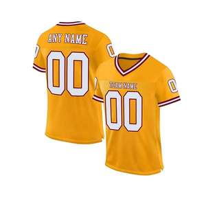 Maillot d'entraînement de football américain personnalisé, rouge, en maille, col en V, manches courtes, respirant, antibactérien, léger, haute qualité, OEM - Product Image 5