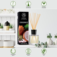 Difusor de Aromas Aromatika de Coco en Vaso de Vidrio de 200 ml, Libre de Ftalatos, con Aroma Tropical Exótico Fresco y Fragancia Duradera