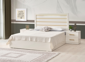 Montura de cama LED Girona Estilo suave europeo Opciones blancas y crema Sin tapicería apta para mascotas - Product Image 2