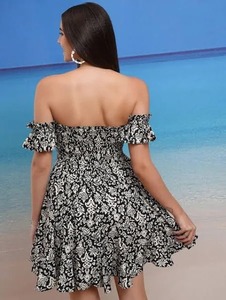 Indian hand <b>block</b> cotton short dress woman stylish party wear floral <b>print</b> dress bride wedding honeymoon dress gift for her - Product Image 2