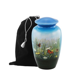 Urna de cremación pintada estética de mariposa, urna de Metal asequible, pintada a mano, sólida para cenizas, urna de cremación para adultos, tamaño personalizado - Product Image 4