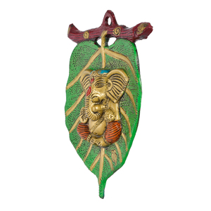 Estatua Decorativa Moderna de Metal Chapado en Oro con Forma de Hoja de Ganesh Ji, Técnica de Soldadura, Decoración para el Hogar - Product Image 4