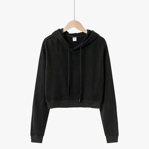 Meilleure vente de haute qualité dames Crop Top Hoodies Prix raisonnable Printemps Femme Vêtements avec col à capuche pour la saison d'hiver - Product Image 5