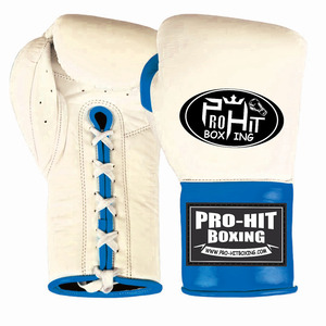 Guantes de cuero de perforación de PU con logotipo personalizable profesional Guantes de boxeo deportivos con cierre de cordones con características de competencia - Product Image 1