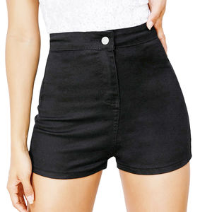 Shorts de Mezclilla para Mujer, Diseño Moderno, Color Negro, Ligeros, Estampado Sólido, Secado Rápido, con Cordón en la Cintura, para Verano - Product Image 4