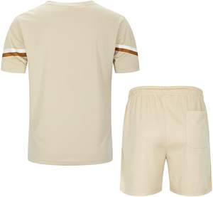 Hommes décontracté été Jogging Gym course Sport costume en gros personnalisé nouvelle mode à manches courtes t-shirt short ensemble respirant coton - Product Image 2