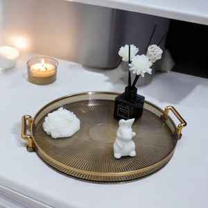 Stockage de thé de ménage rond à bord doré de style luxueux de qualité supérieure pour les plats de service et autres articles pour les ustensiles de cuisine et l'hôtel au plus bas - Product Image 1