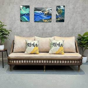 Three-Seat KBH <b>Sofa</b> with Wooden Slats and Genuine Leather Cushions-Tropical Design Home Furniture SFB68068 - Product Image 4