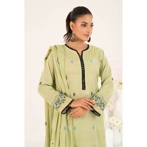 Ensemble de costume jacquard non cousu vert pour femmes, 3 pièces - Product Image 2