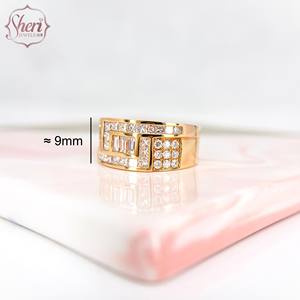 Bague classique en or rose 18 carats avec diamants naturels baguette, clarté SI1-2, pour femme, par Sheri Jewels - Product Image 3