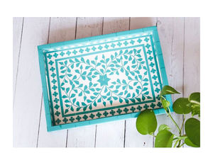 Bandeja para servir con incrustaciones de hueso hecha con hueso natural de alta calidad a precios adecuados Bandeja para servir de yute de ratán decorativa hecha a mano - Product Image 3