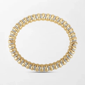 Streamlined Slim Orb Bracelet With 352 Round Lab Grown Diamonds 2.67 Carat GH-VS In 14K Yellow <b>Gold</b> High Demand Jewellery - Product Image 2