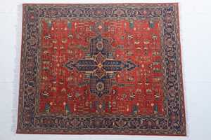 Alfombra de Lana 100% Hecha a Mano, Estilo Bohemio Vintage Rojo, Abstracta, de Alta Calidad, Anudada a Mano para Sala de Estar - Product Image 5