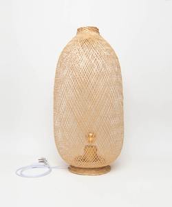 Freestanding Bamboo Floor Lamp Handmade Wooden <b>Light</b> <b>Fishing</b> Trap Basket Natural Woven Boho Rustic - Product Image 2