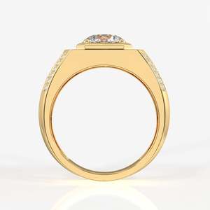 แหวนหมั้นผู้ชายดีไซน์พิเศษ ทอง 14k ประดับเพชรเพาะเลี้ยง - Product Image 4
