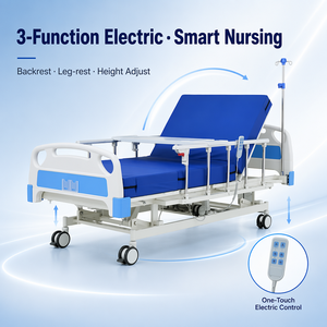 Lit médical électrique à trois fonctions pour soins intensifs, lit de soins infirmiers réglable pour patients, équipement médical - Product Image 1