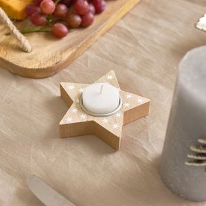 Portavelas de madera artesanal para decoración del hogar, perfecto para festivales, bodas, mesas de comedor, espacios acogedores y salas de estar. - Product Image 2
