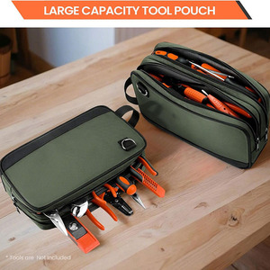 High Quality Dual Compartment Tool Bag | <b>Heavy</b> <b>Duty</b> Polyester Storage Pouch | Waterproof <b>Zipper</b> Organizer Case with Carry Handle - Product Image 5
