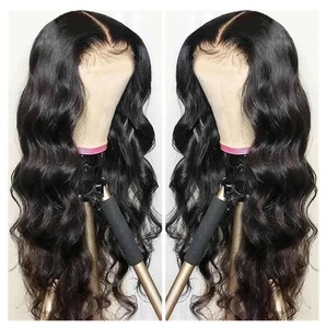 Peluca de encaje de cabello humano con ondas de agua largas 30 pulgadas de grosor y Negro natural hinchable - Product Image 4